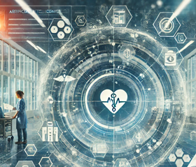 A modern world using AI in healthcare.